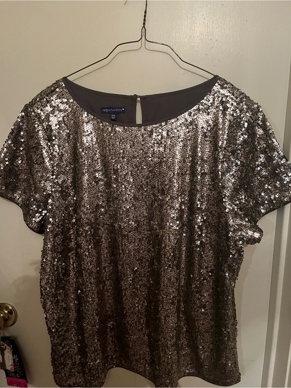 Gold Sequin Short-Sleeve Top